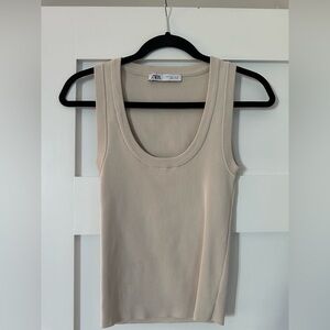 Zara High Quality Beige Sleeveless Tank Top